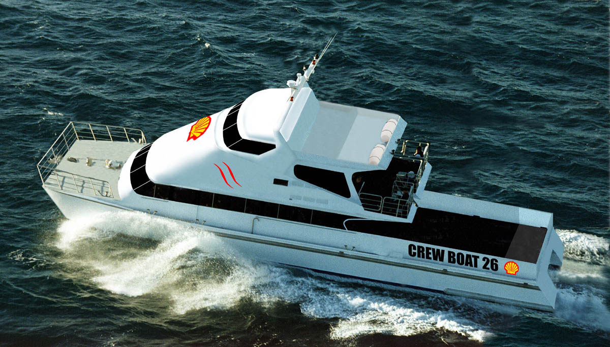 26m/100 pax Crew Boat 2 x 1080hp 25 knot cruise.